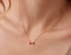 Ruby Baguette Birthstone Necklace in gold vermeil, July birthstone pendant, Ruby wedding anniversary, 40th birthday gift, Mothers Day gift