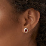 Ruby Diamond Stud Earrings, Baguette Ballerina Earrings, 14K Solid Gold