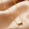 Ruby Baguette Birthstone Necklace in gold vermeil, July birthstone pendant, Ruby wedding anniversary, 40th birthday gift, Mothers Day gift