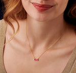 Ruby Baguette Birthstone Necklace in gold vermeil, July birthstone pendant, Ruby wedding anniversary, 40th birthday gift, Mothers Day gift