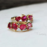 Ruby Hoop Earrings, Minimalist Yellow Gold Hoop Earrings, Natural Ruby Earrings