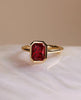 Vintage Emerald Cut Garnet Ring, Bezel Set