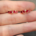 Ruby Hoop Earrings, Minimalist Yellow Gold Hoop Earrings, Natural Ruby Earrings