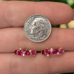 Ruby Hoop Earrings, Minimalist Yellow Gold Hoop Earrings, Natural Ruby Earrings