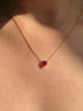Dainty Gold Heart Garnet Necklace | Delicate Red Gemstone Pendant | July Birthstone Jewelry | Minimalist Love Gift for Her, Anniversary