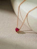 Dainty Gold Heart Garnet Necklace | Delicate Red Gemstone Pendant | July Birthstone Jewelry | Minimalist Love Gift for Her, Anniversary