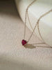 Dainty Gold Heart Garnet Necklace | Delicate Red Gemstone Pendant | July Birthstone Jewelry | Minimalist Love Gift for Her, Anniversary