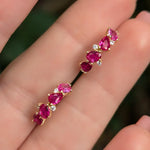 Ruby Hoop Earrings, Minimalist Yellow Gold Hoop Earrings, Natural Ruby Earrings