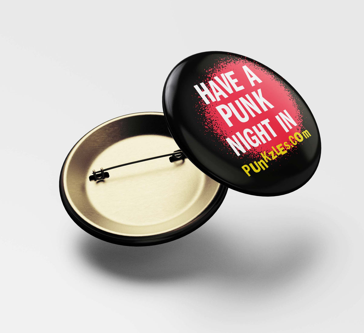 photograph of pin that says &quot;Have a punk night in&quot; punkzles.com